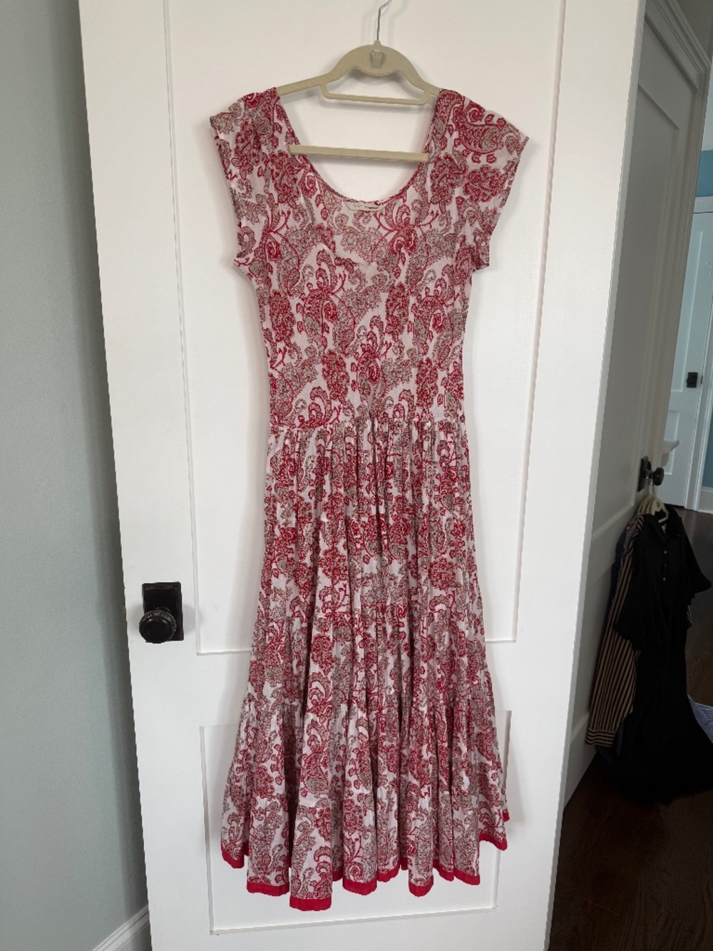 Soft Surroundings Red Paisley Midi Dress Size Small